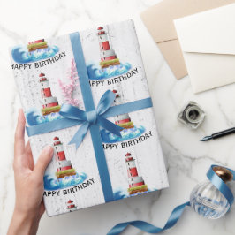 Papel De Regalo Faro De Cumpleaños En Madera