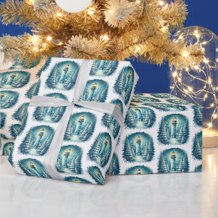 Papel De Regalo Faro de Navidad festivo con baldosas