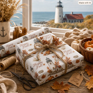 Papel De Regalo Faro de otoño marrón naranja Temporada de otoño 
