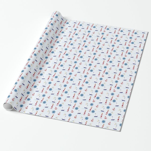 Papel De Regalo Faro náutico de playa y envuelta de regalo de Star (Desenrollado)