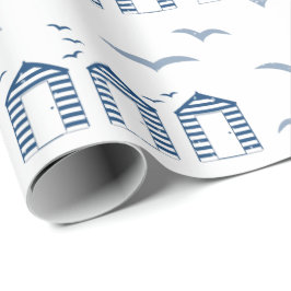 Papel De Regalo Faro y Beach Cottage Blue White Nautical