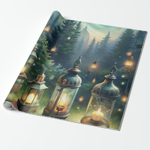 Papel De Regalo Faroles del Bosque Encantado Bajo la Luz de la Lun