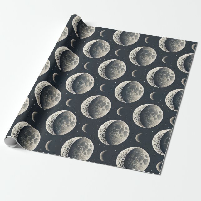 Papel De Regalo Fase de la Luna Celestial (1) (Desenrollado)