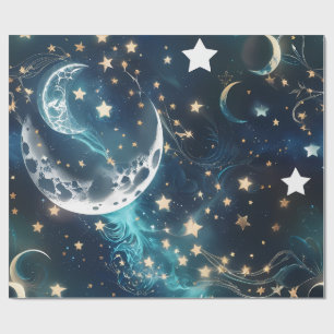 Papel de Regalo – Fases de la Luna Azul Hielo