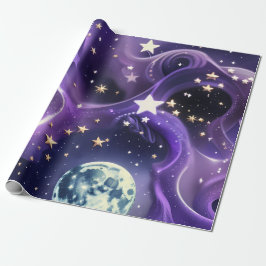 Papel de Regalo – Fases de la Luna Celestial Púrpu