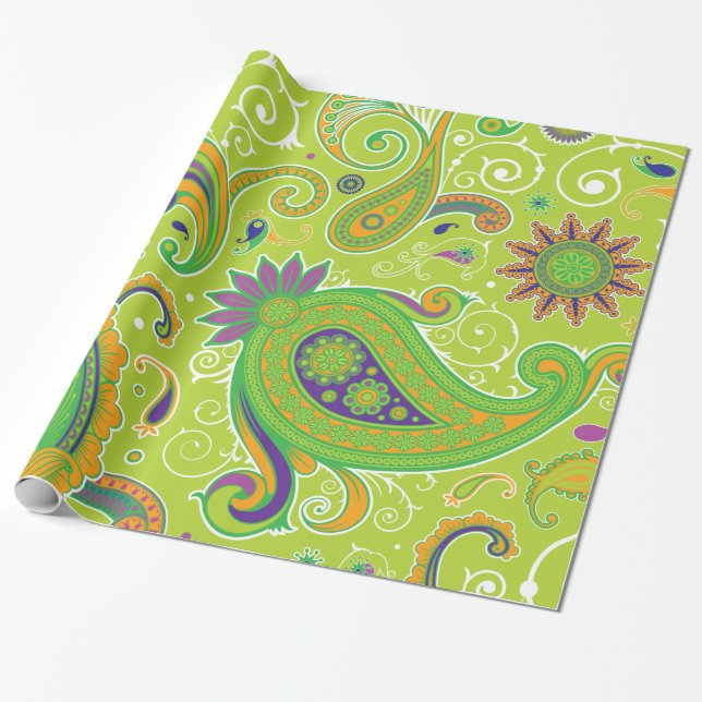 Papel De Regalo Fashion Fine Paisley Guay Cute Girly Retro (Desenrollado)