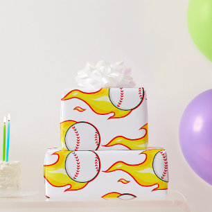Papel De Regalo Fastball Flame Baseball Sports