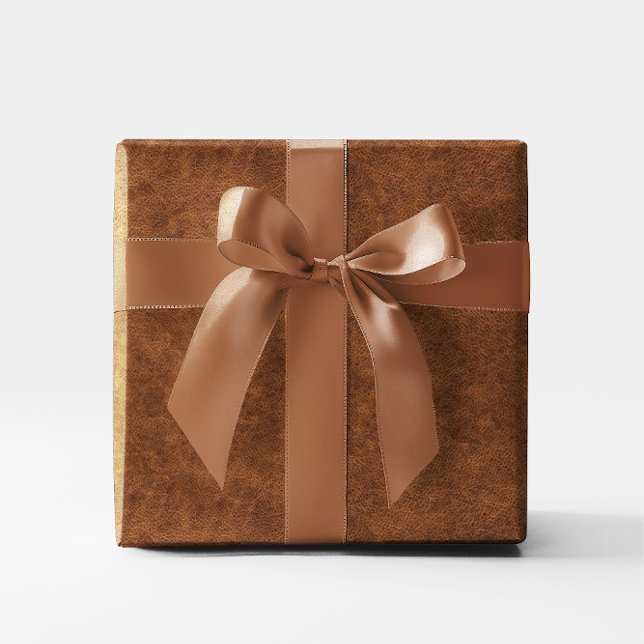 Papel De Regalo Faux Bright Brown Leather (Faux Leather Wrapping Paper)