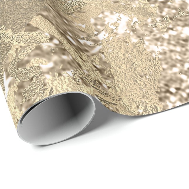 Papel De Regalo Faux Champaigne Rosa Gold Marble Metálico Sparkly (Esquina del rollo)