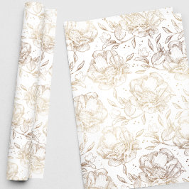 Papel De Regalo Faux de oro elegante mano de flores Boda regalo