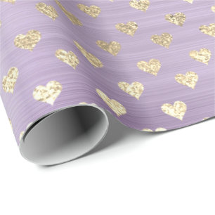 Papel De Regalo Faux de oro morado de Lavande metalico Rubor Gold