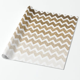 Papel De Regalo Faux de oro Purpurina Glitzy Chevron Ombre Cumplea