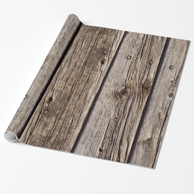 Papel De Regalo Faux Grey Weather-board Barn Siding (Desenrollado)