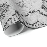 Papel De Regalo Faux Metallic Negro Gris Bridal Floral Lace Blanco<br><div class="desc">Delicada Moda Pantone Palete florenciaK</div>