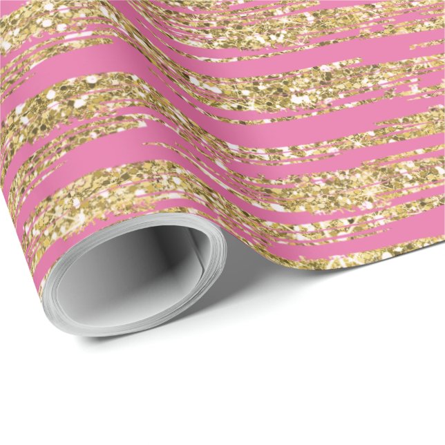 Papel De Regalo Faux Purpurinas de oro rosa (Esquina del rollo)