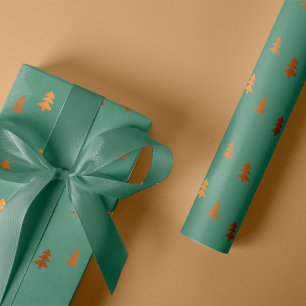 Papel De Regalo Faux Relieve metalizado dorado Pine Trees Patrón N