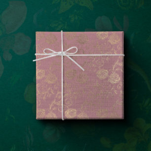 Papel De Regalo Faux Rosa Gold Floral Rubor Red Bean Bridal