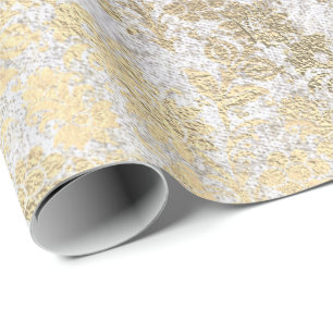 Papel De Regalo Faux Royal Gold Floral Powder Floral Pearly Rubor