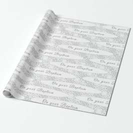 Papel De Regalo Faux White Satin and Lace Personalizable Baptism