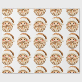 Papel De Regalo Faux Yarn Notch-Hook Santa Face Christmas Wrapping