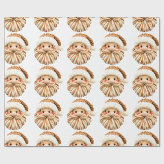 Papel De Regalo Faux Yarn Notch-Hook Santa Face Christmas Wrapping