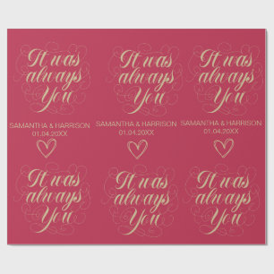 Papel De Regalo Favor de Bodas Rosa Clásica Siempre Fuiste Tú