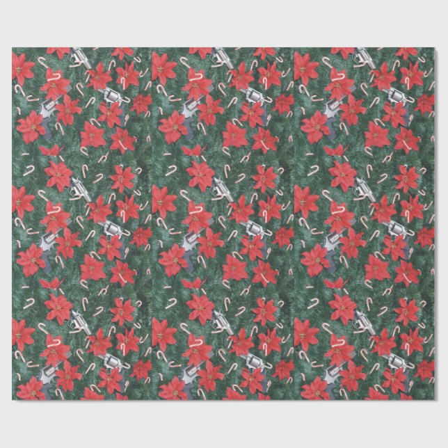 Papel De Regalo Favorables Poinsettias del navidad del arma (Superficie plana)