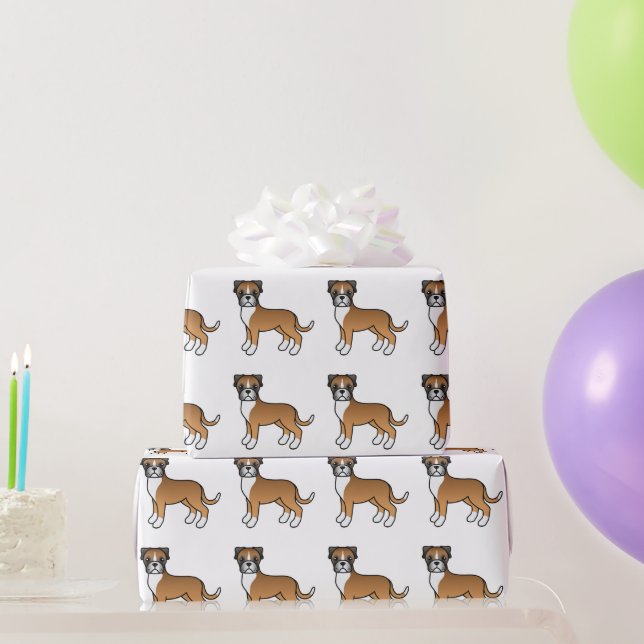 Papel De Regalo Fawn Boxer Cute Cartog Pattern (Regalos de fiesta)