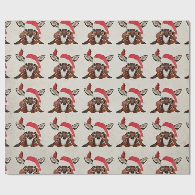 PAPEL DE REGALO FAWN & CARDINAL CHRISTMAS (Superficie plana)