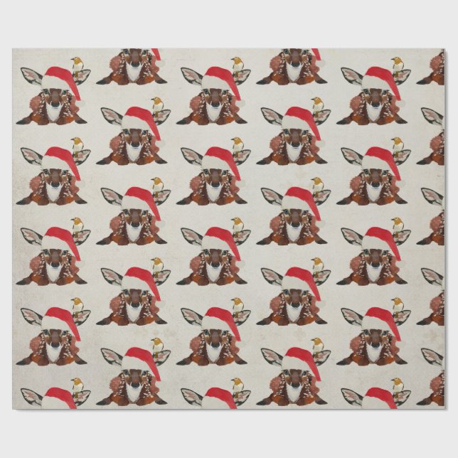 PAPEL DE REGALO FAWN & GOLDEN BIRD CHRISTMAS (Superficie plana)