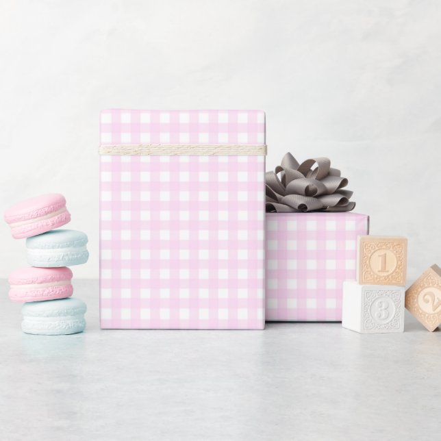 Papel De Regalo Faye y Lauren Pastel Pink Gingham (Baby Shower)