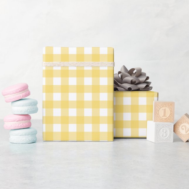Papel De Regalo Faye y Lauren Yellow Gingham (Baby Shower)