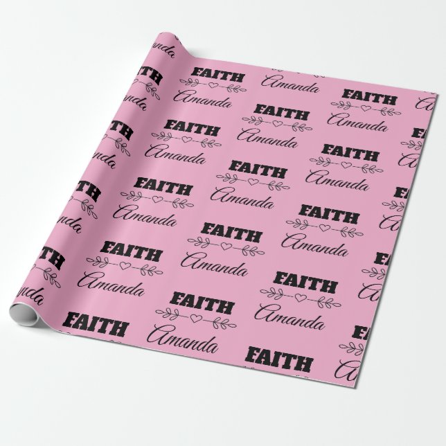 Papel De Regalo Fe Cristiana Personalizada Corazón (Desenrollado)