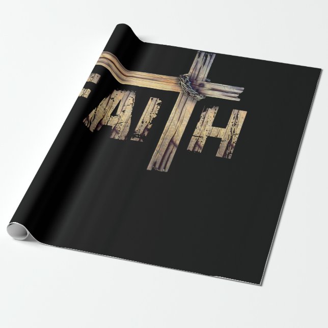 Papel De Regalo Fe y cruz cristianas (Desenrollado)
