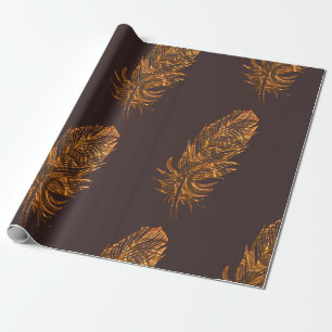 Papel De Regalo Feather Gold