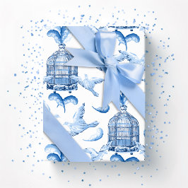 Papel De Regalo Feathered Fete in Blue Porcelain