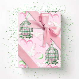 Papel De Regalo Feathered Fete in Pink and Green