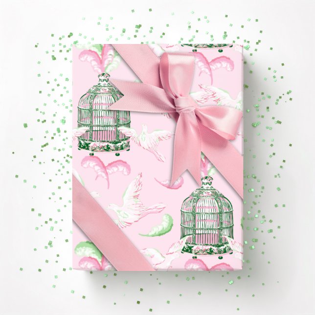 Papel De Regalo Feathered Fete in Pink and Green (Subido por el creador)