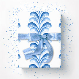 Papel De Regalo Feathered Fete Stripe in Blue Porcelain