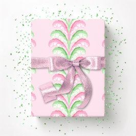 Papel De Regalo Feathered Fete Stripe in Pink and Green
