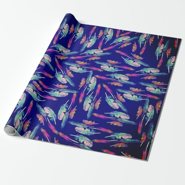 Papel De Regalo Feathers boho color (Desenrollado)