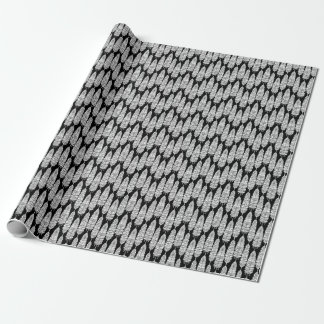 Papel De Regalo Feathers boho: patrón blanco y negro