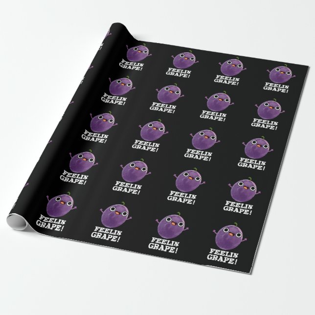 Papel De Regalo Feelin Grape Funny Fruit Pun Dark BG (Desenrollado)