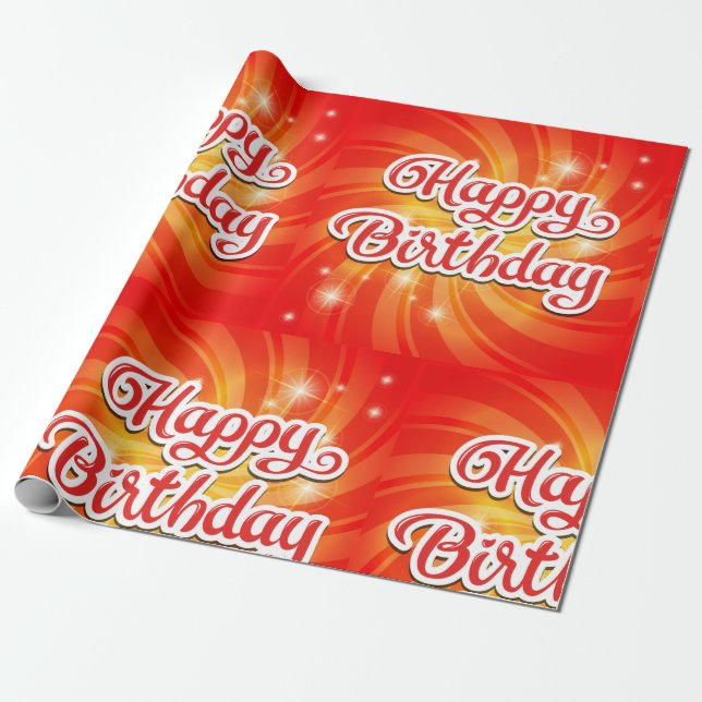 Papel De Regalo Felices antecedentes de Naranja de cumpleaños (Desenrollado)