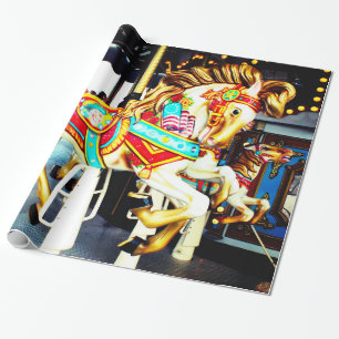Papel De Regalo Felices caprichosos van caballo del carrusel de la