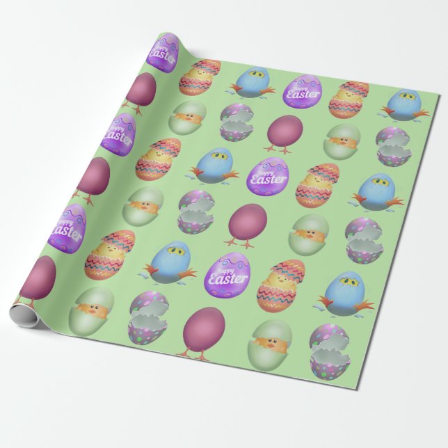 Papel De Regalo Felices chichas de Pascua (Desenrollado)
