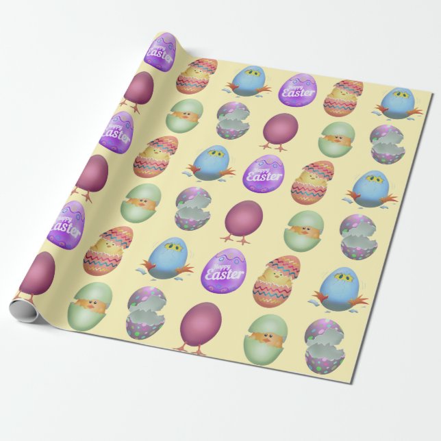 Papel De Regalo Felices chichas de Pascua (Desenrollado)