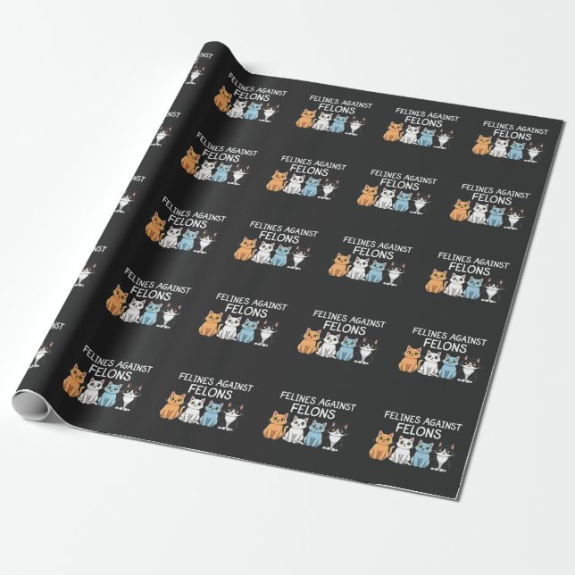 Papel De Regalo Felices contra los felinos Trump Harris (Desenrollado)