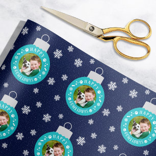 Papel De Regalo Felices días perrunos Foto de perro personalizada