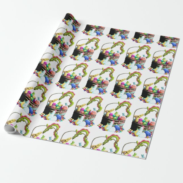 Papel De Regalo Felices Dragones de Pascua (Desenrollado)